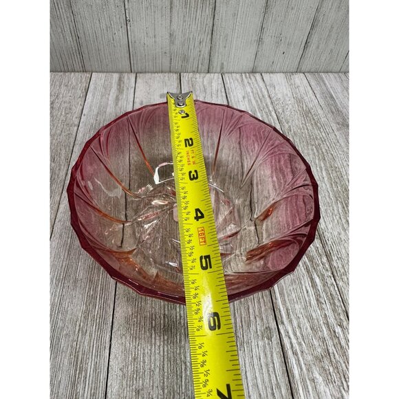 Anthropologie Vintage Style Glass Salad Fruit Serving Bowl Red Ribbed 5.5" DIA - Picture 6 of 8
